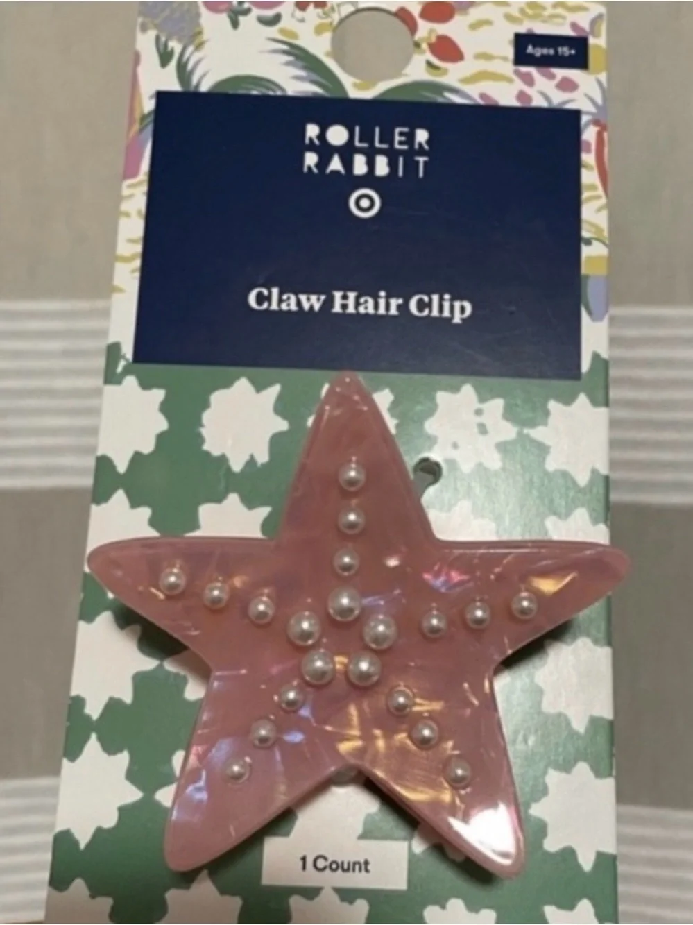 NWT Roller Rabbit x Target Pink Starfish Pearl Claw Clip Limited Edition